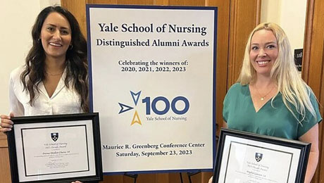 Pritma Dhillon-Chattha and Brighid Gannon, Lavender Co-Founders accepting Yale School of Nursing Award